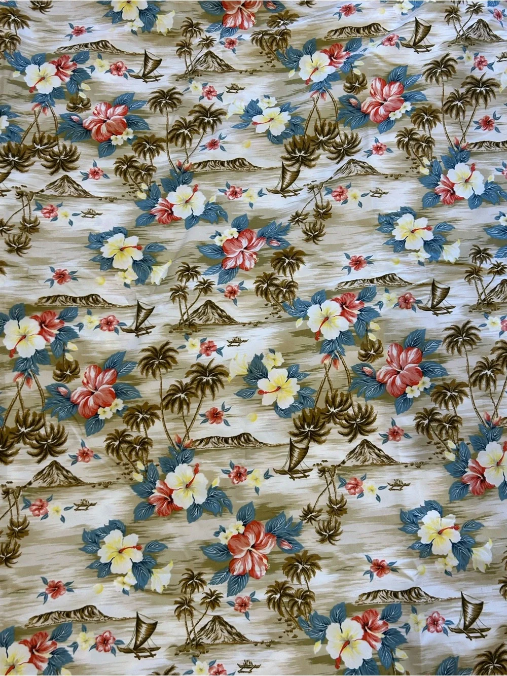 Sun Actionwear Inc. 2000 Hawaiian-style fabric Floral Palm tree print 86” x 61”